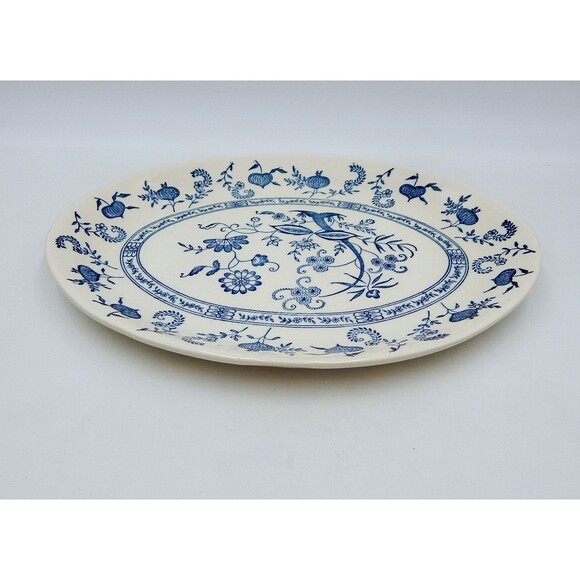 Blue Onion Pattern Serving Meat Platter 13 Inch Unmarked Scio Pottery - Picture 4 of 8